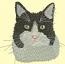 Black and White Cat Head Machine Embroidery Design 