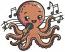 Singing octopus with microphone embroidery design 
