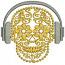 Flower Pattern Skull in Headphones Machine Embroidery Design 