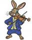 Cartoon Rabbit Playing Violin Machine Embroidery Design 