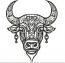 Boho Cow Bull Buffalo Machine Embroidery Design, Western Animal Head Outline Style 