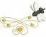 Flying Bee with Golden Hearts Machine Embroidery Design, Cute Insect Motif, Small Decorative Pattern for Clothing and Accessories 