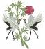 couple of dancing cranes sun and bamboo branch Crane Bird Embroidery Design, Asian Bamboo Floral Motif, Large Satin Stitch 