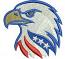 Patriotic eagle head machine embroidery design 