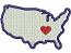 USA map heart machine embroidery design  