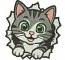 Cute Kitten Peeking Through Wall Machine Embroidery Design