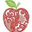 Apple monogram machine embroidery design, decorative apple embroidery pattern, teacher gift embroidery file 