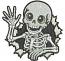 Cute Skeleton Breaking Through Wall Machine Embroidery Design, Halloween Skeleton Embroidery File, Funny Skull Embroidery Pattern