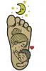Mother and Son Footprint Machine Embroidery Design, Sketch Style, Three Sizes 