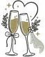 Wedding Champagne Glasses Embroidery Design, Wedding Toast Embroidery Pattern, Bridal Celebration, Anniversary Gift, Valentine Love Embroidery