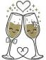  Wedding Champagne Glasses Embroidery Design, Cute Bride and Groom Glasses, Wedding Toast Embroidery Pattern