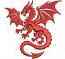 Dragon Machine Embroidery Design, Red Mythical Creature Pattern 