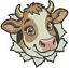 Cute Cow Breaking Through Wall Machine Embroidery Design, Funny Farm Cow Embroidery File, Cartoon Cow Embroidery Pattern