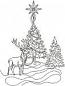 Christmas Deer and Christmas Tree Line Art Machine Embroidery Design
