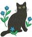 Black Cat with Blue Flowers Machine Embroidery Design, this is not a real product, These are digital files