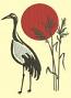 Japanese Crane Machine Embroidery Design, Red Sun Bird Digital File  