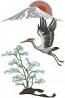 Flying Crane Mount Fuji Machine Embroidery Design, Japanese Landscape Digital File 