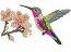 Hummingbird and Blossoms Machine Embroidery Design, Flying Bird Digital File 
