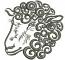 Curly Lamb Machine Embroidery Design, Swirl Sheep Head Digital File 