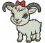 Baby Goat Machine Embroidery Design, Cute Goatling Bow Digital File 
