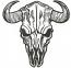 Bull Cow Skull Machine Embroidery Design, Western Longhorn Digital File 