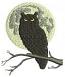 Owl and Moon Machine Embroidery Design.  