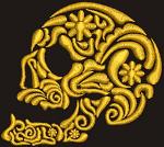 Gold Pattern Skull Machine Embroidery Design 