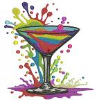 Cocktail rainbow glass martini machine embroidery design – instant download 