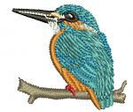 Kingfisher Machine Embroidery Design, Blue Bird on Branch Digital File 