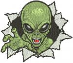 Alien Breaking Through Wall Embroidery Design, UFO Extraterrestrial Monster, Sci Fi Alien Machine Embroidery Pattern