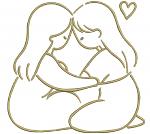 Cute Hugging Girls Machine Embroidery Design 