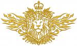 Lion in crown with ornamental shield machine embroidery design 
