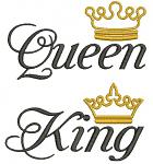 Queen and King, Mr and Mrs, His and Her Wedding Gift Machine Embroidery Design 