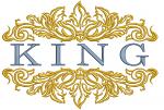 Baroque Floral Lace Frame with KING Word Machine Embroidery Design - Four Sizes Included