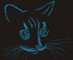 Cute Cat Head Outline Machine Embroidery Design 