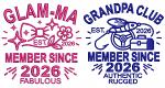 Grandparents Set Glam Ma Grandpa Club Machine Embroidery Design Matching Shirts Pattern 4x4 5x5 