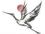 Flying red-crowned crane – machine embroidery design  