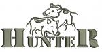 Hunter Typography with Wild Boars Machine Embroidery Design, Wild Animal Digital File  