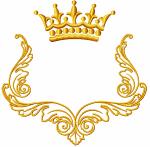 Floral frame with crown for monograms - letters not included Machine Embroidery Designs, instantly download 