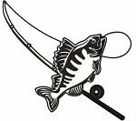 Fishing Rod and Fish Machine Embroidery Design 