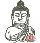 Buddha's face close-up and lotus flower machine embroidery design