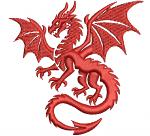 Dragon Machine Embroidery Design, Red Mythical Creature Pattern 