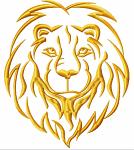 Gold lion head machine embroidery design 