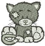 Sad Kitty Machine Embroidery Design, Cute Patchwork Kitten Digital File 