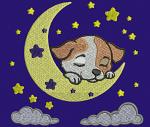 Dog Sleeping on the Moon Machine Embroidery Design