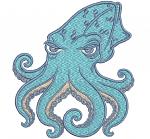 Cuttlefish Machine Embroidery Design, Sea Creature Outline Embroidery Pattern 
