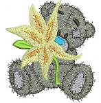 Gray Teddy bear machine embroidery design, instantly download 