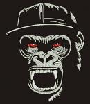 Angry gorilla in a cap machine embroidery design 