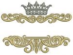 Queen and king crown flourishes frame machine embroidery design 