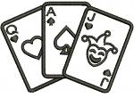 Playing Cards Machine Embroidery Design, Joker Queen and Ace Digital File  